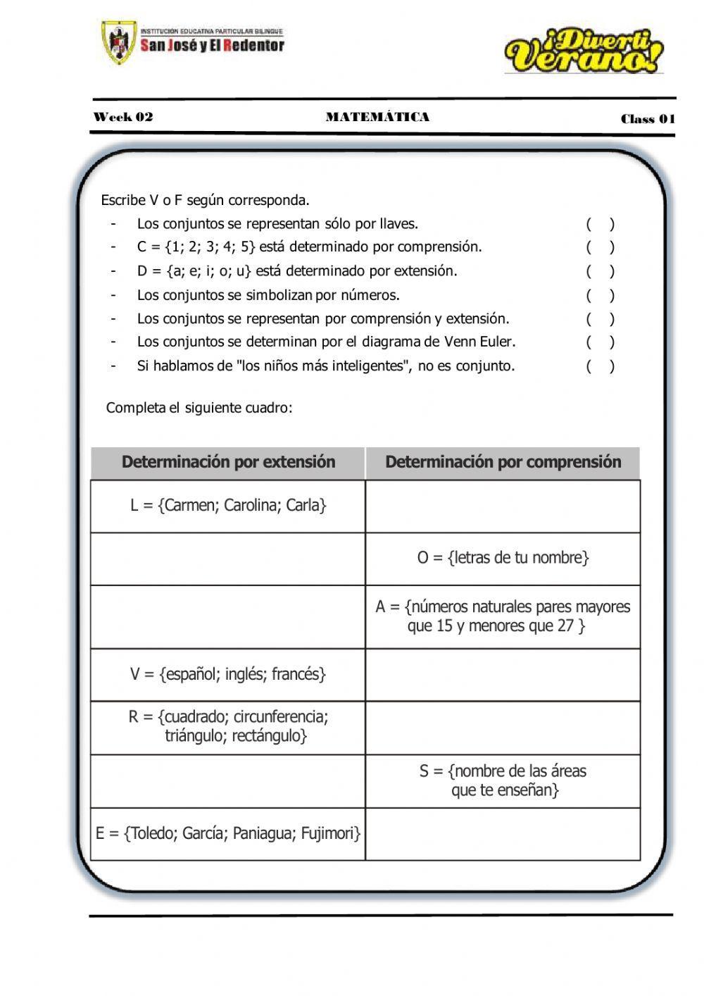 Determinacion de conjuntos