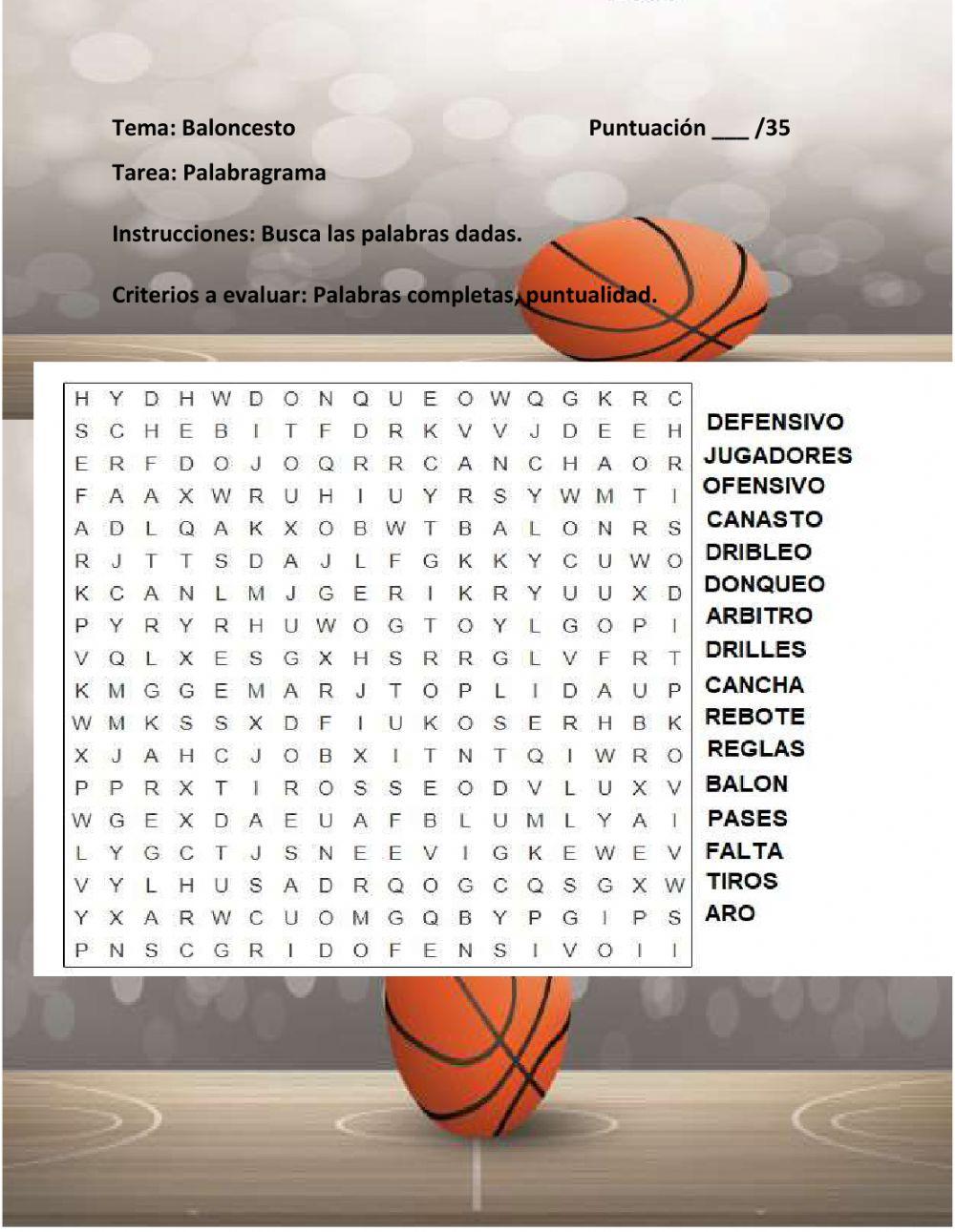 Sopa de letras - baloncesto - EQuinones - Live