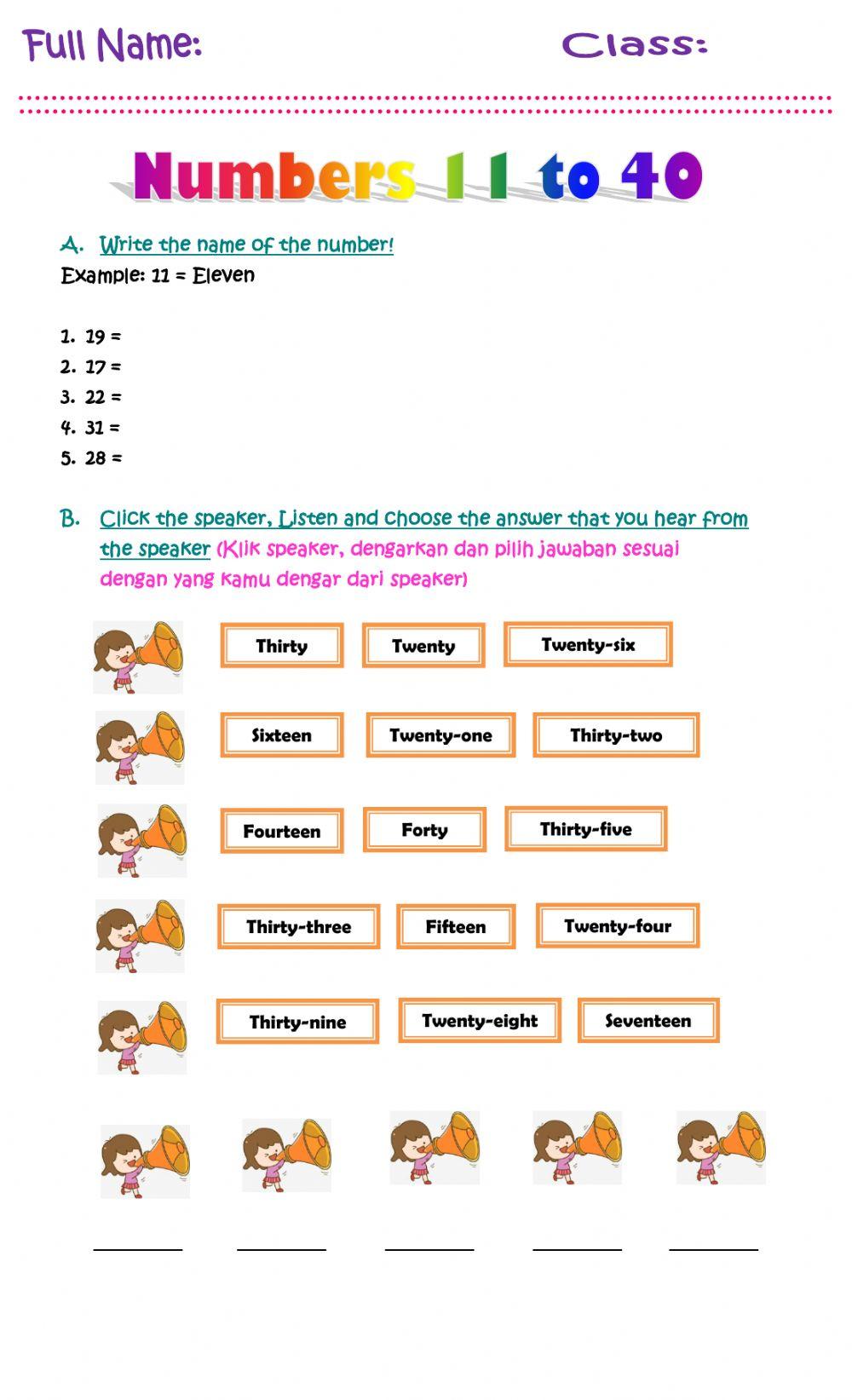 Numbers 11 to 40 (2)