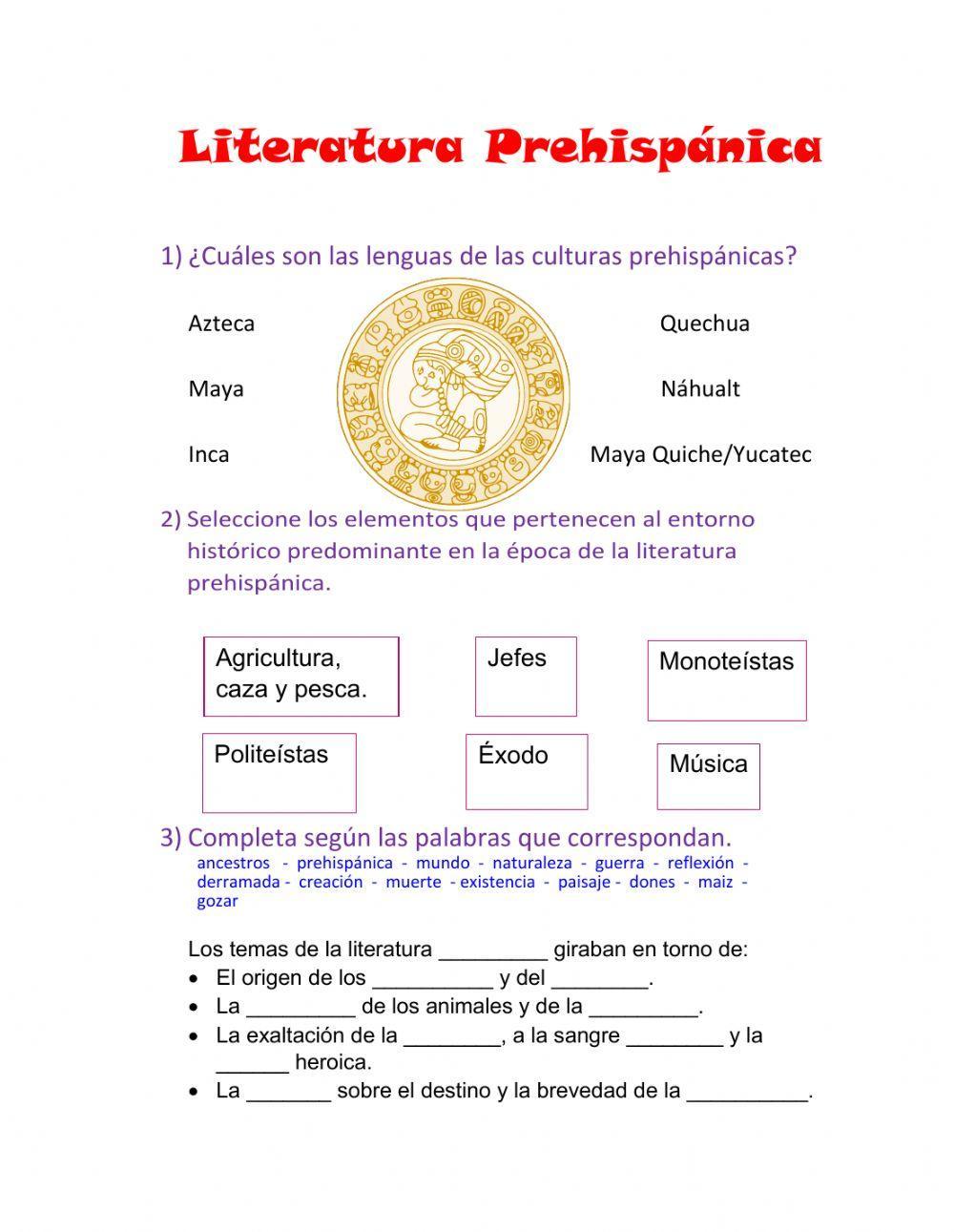 La literatura prehispánica