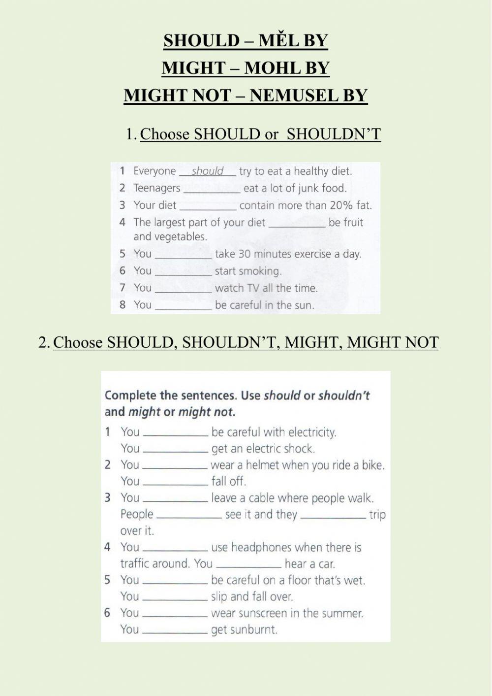 Should, might online exercise for | Live Worksheets