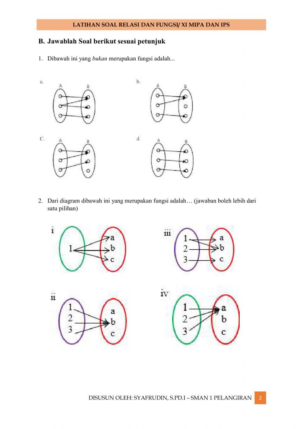 Laihan Relasi dan Fungsi