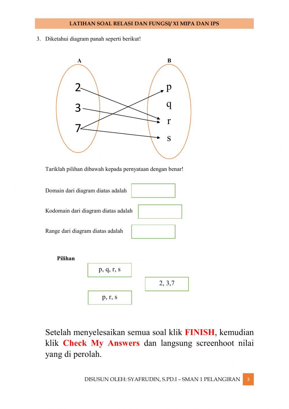 Laihan Relasi dan Fungsi