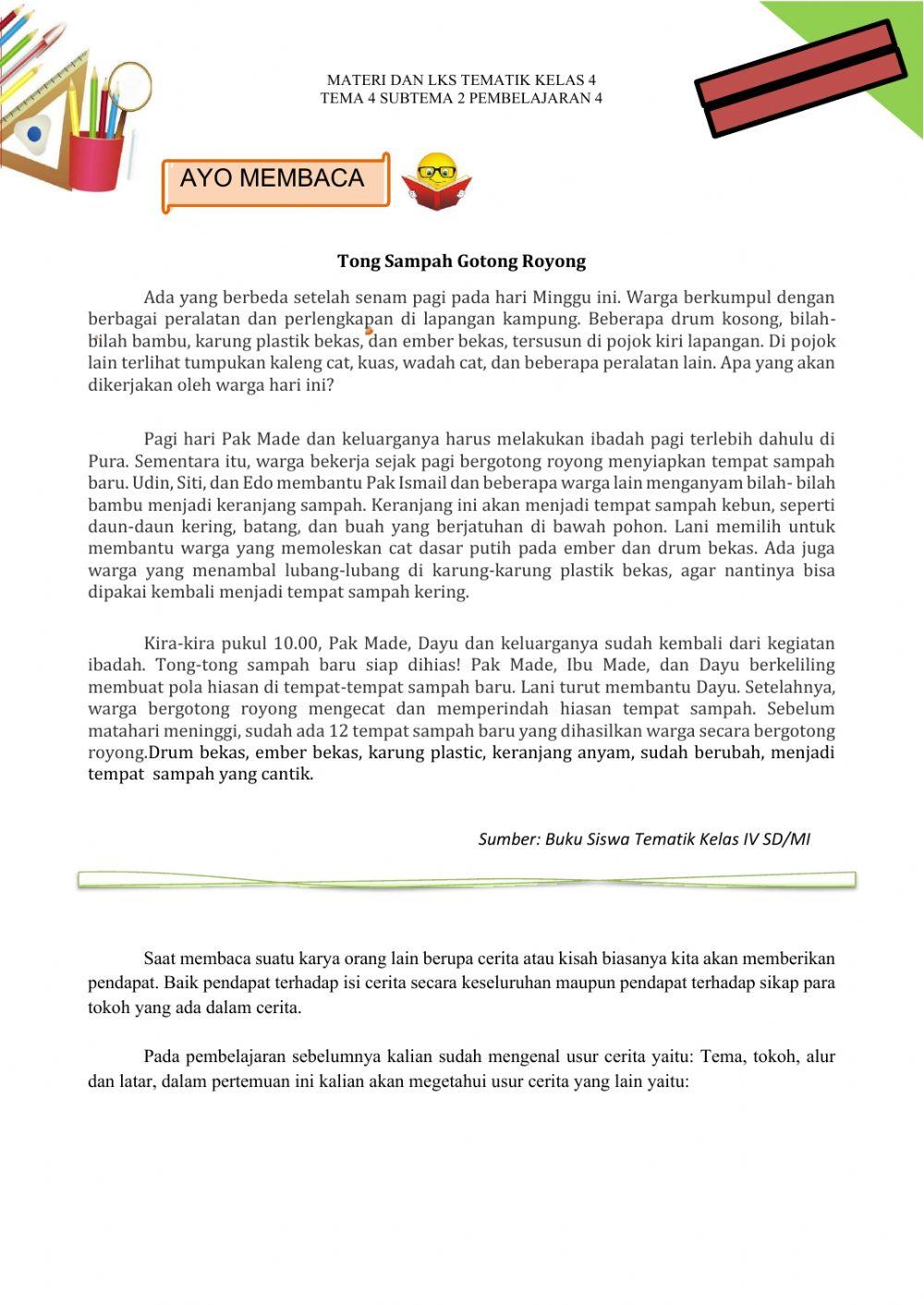 Lembar Kerja Kelas IV (Tema 4 St 3 Pemb 4)