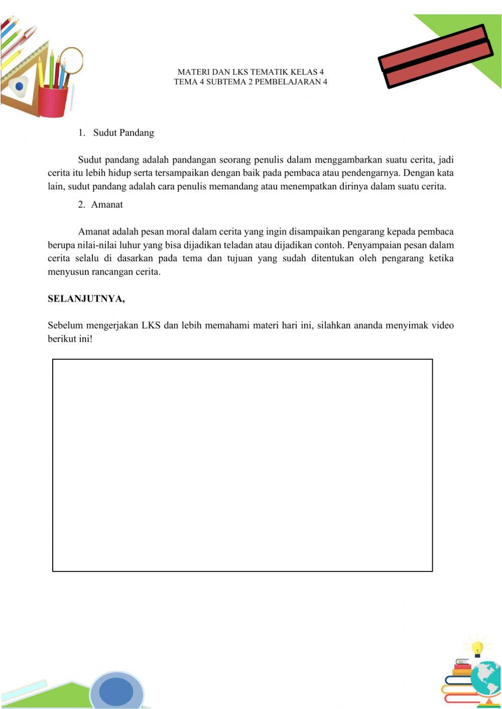 Lembar Kerja Kelas IV (Tema 4 St 3 Pemb 4)