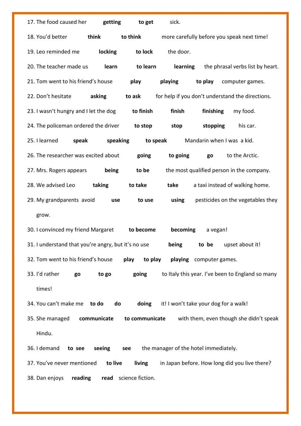 Gerund and Infinitive