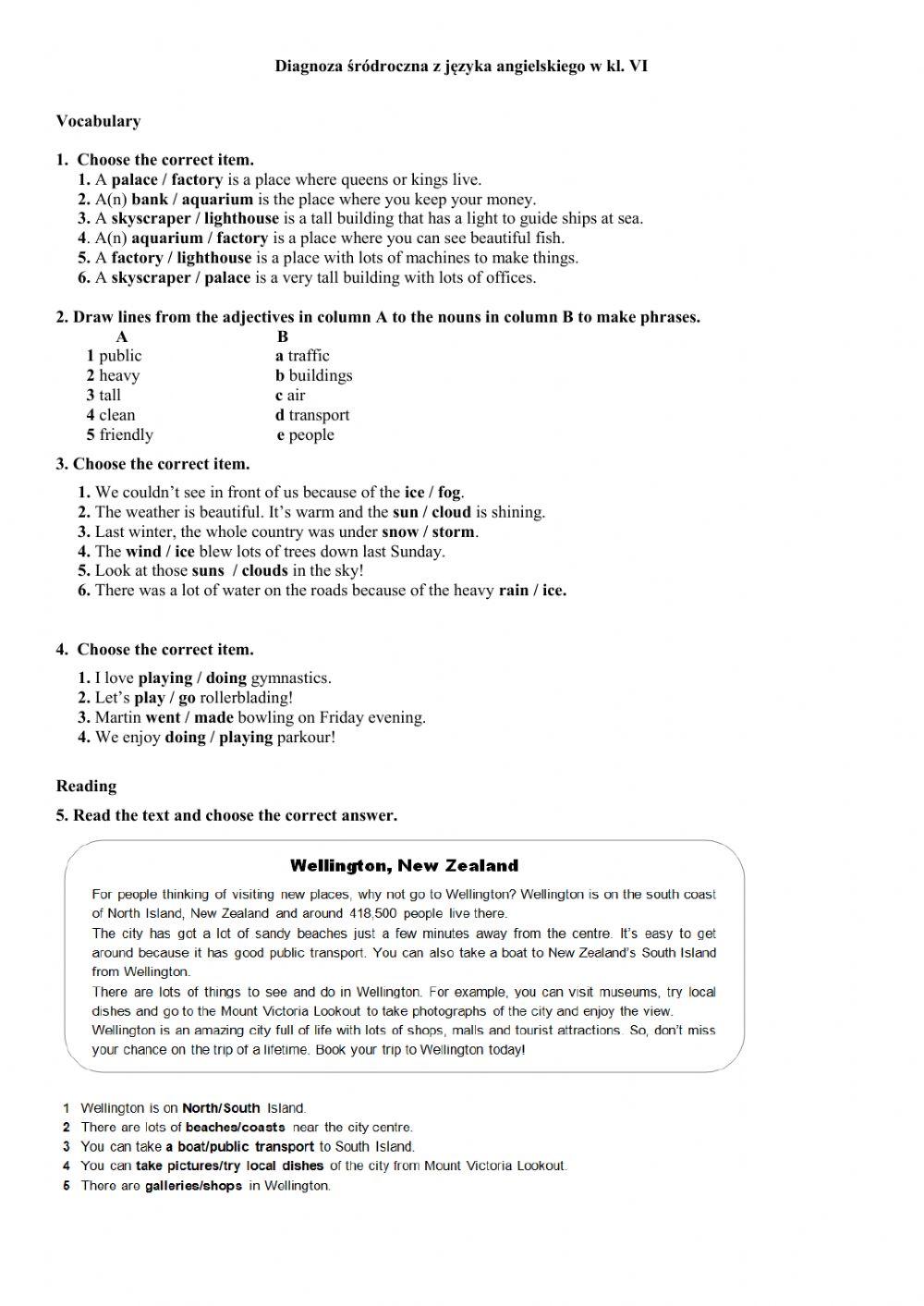 Diagnoza śródroczna kl. 6