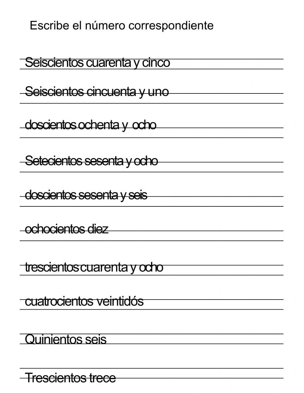 Escribir números (hasta 1000)