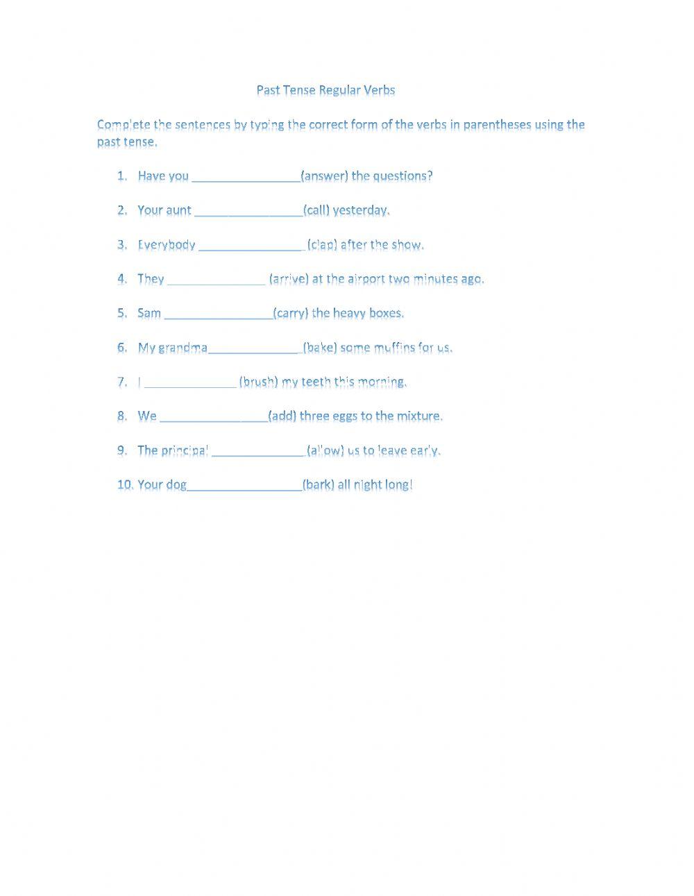 Past Tense with regular verbs