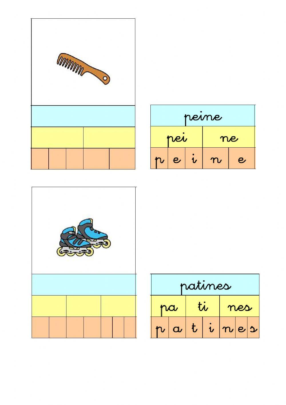 Palabras, sílabas y letras, con n.