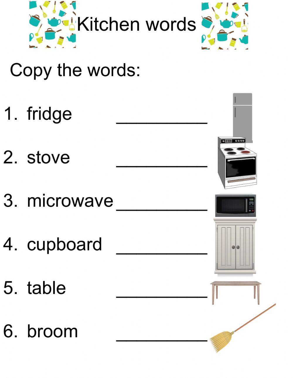 Kitchen vocabulary - easy