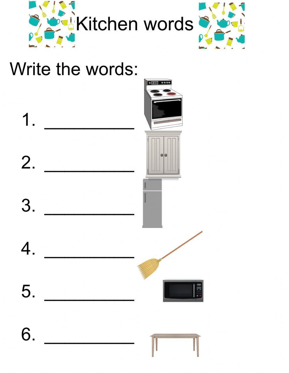 Kitchen vocabulary - easy
