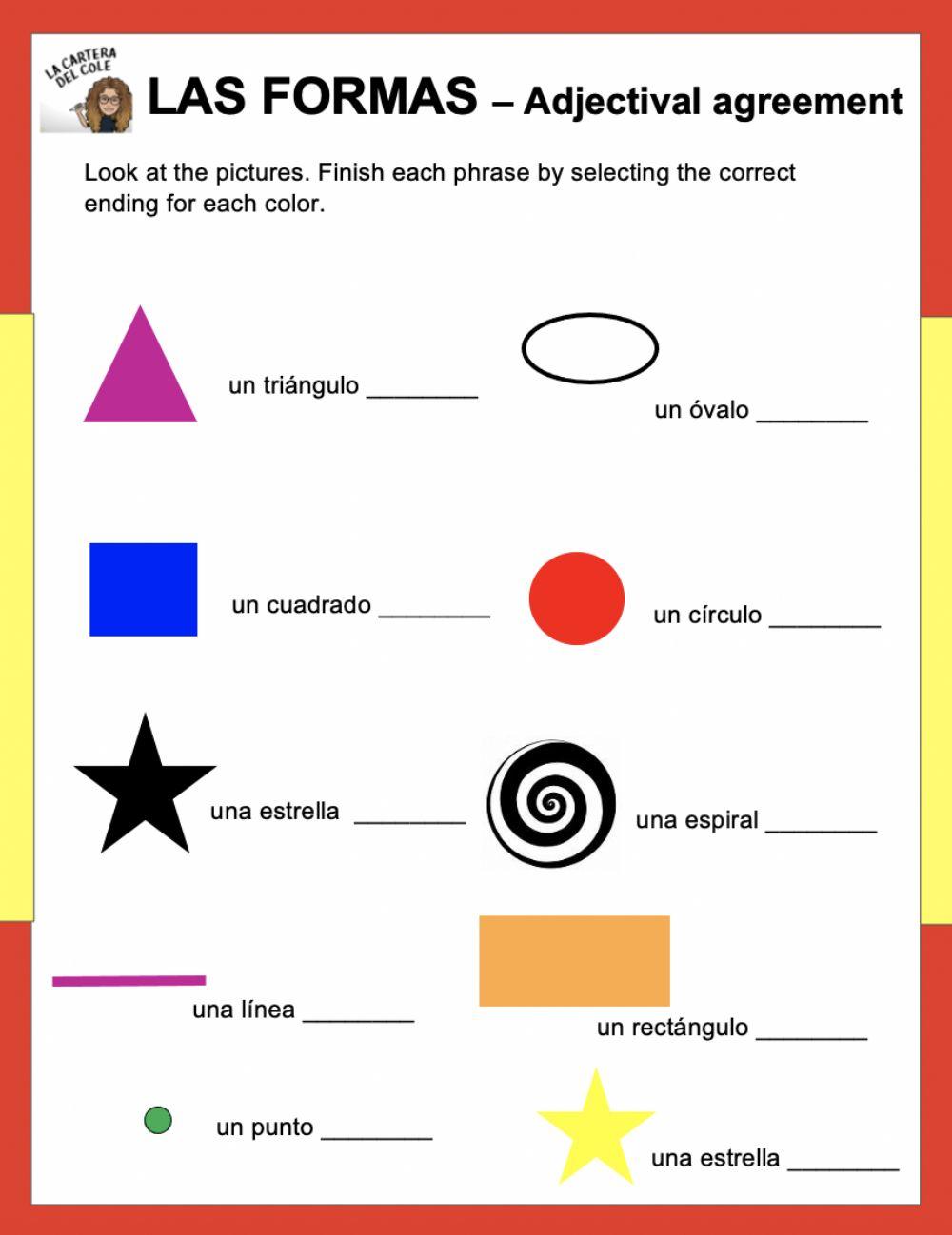 Las formas Adjectival agreement