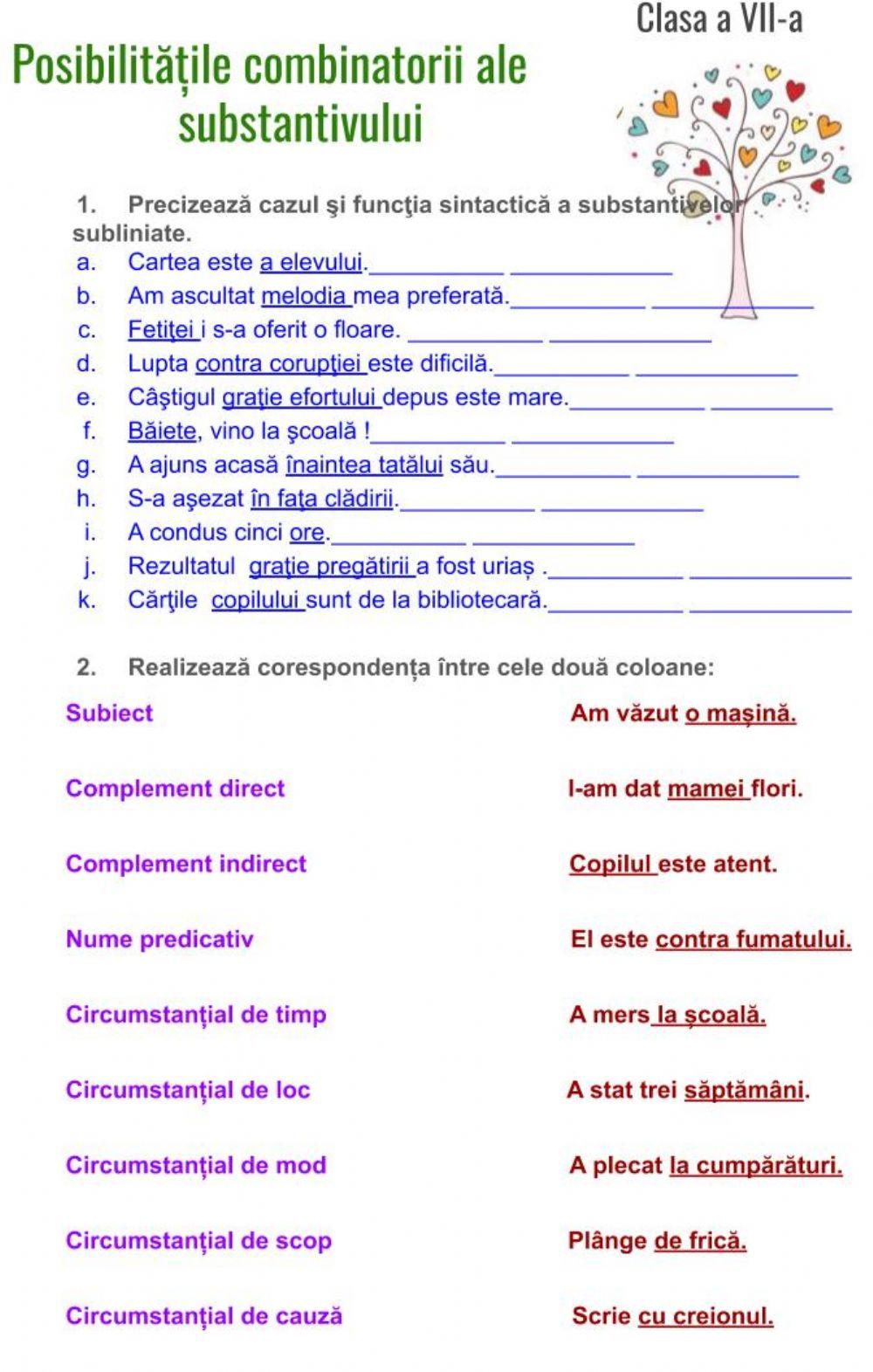 7.Posibilitățile combinatorii ale substantivului