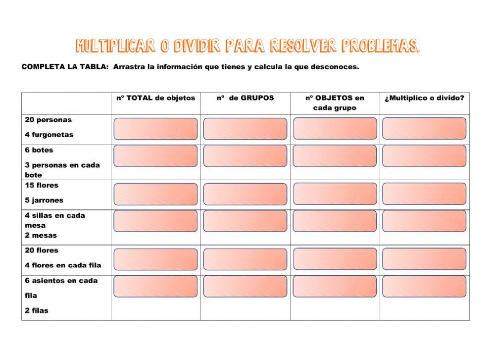 Multiplicar o dividir para resolver problemas