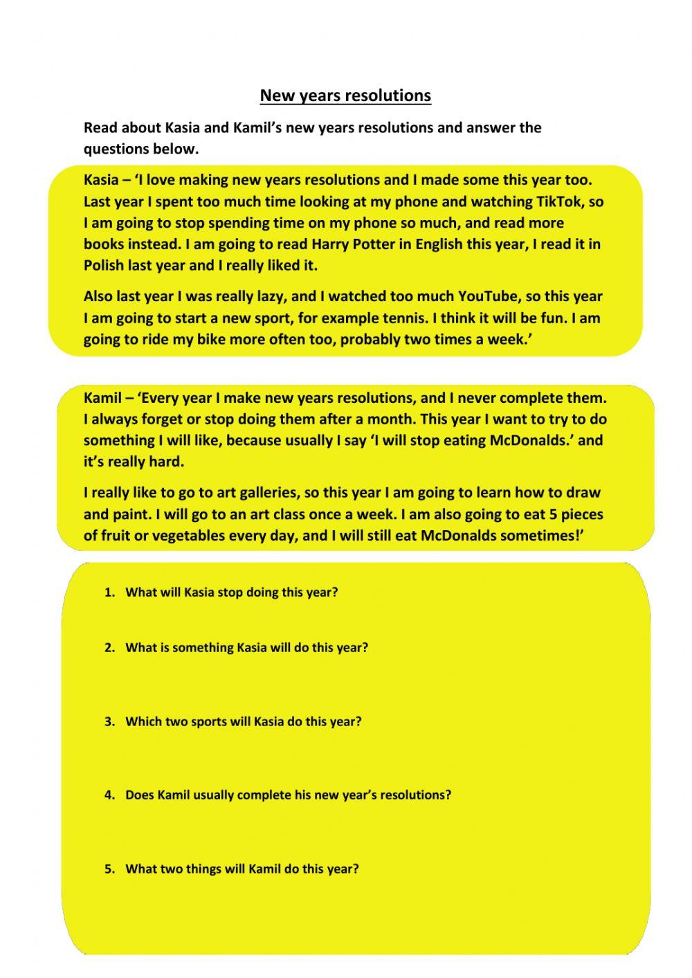 New years resolutions