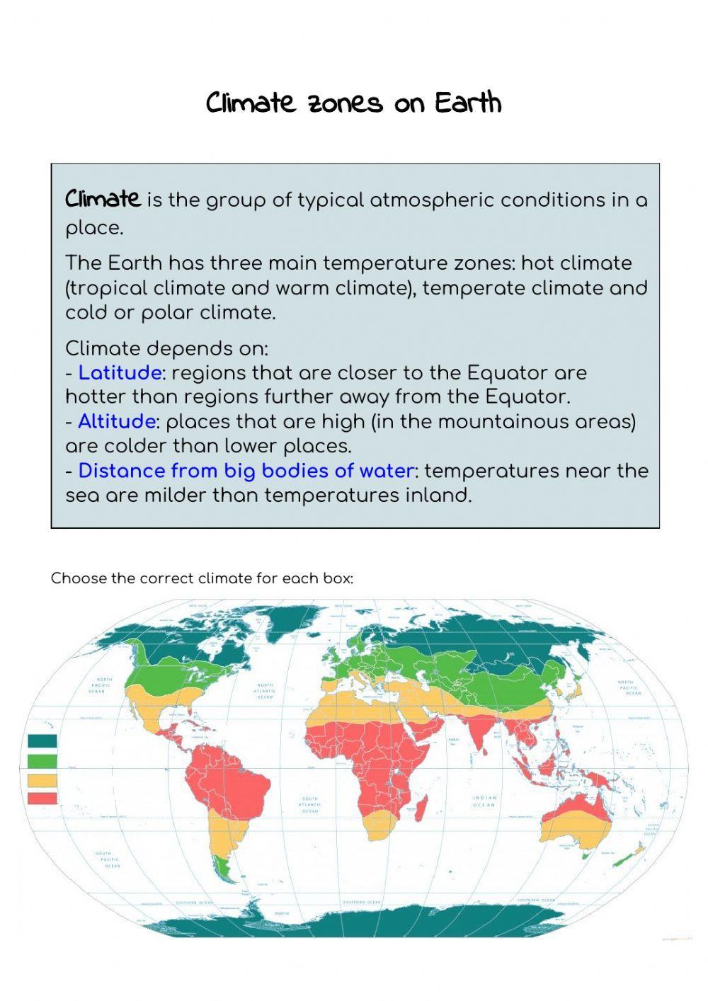 Climatic zones worksheet live worksheets 41 off