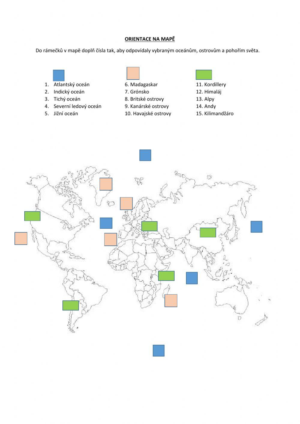 Základní orientace na mapě světa
