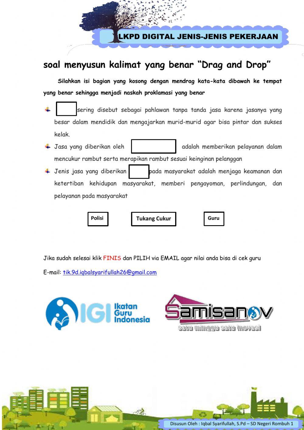 LKPD Digital Jenis-Jenis Pekerjaan kelas IV tema 4
