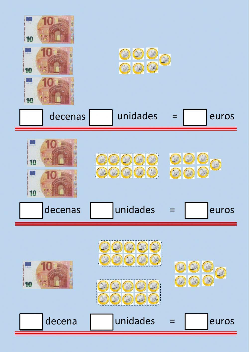 Monedas, decenas y unidades 1