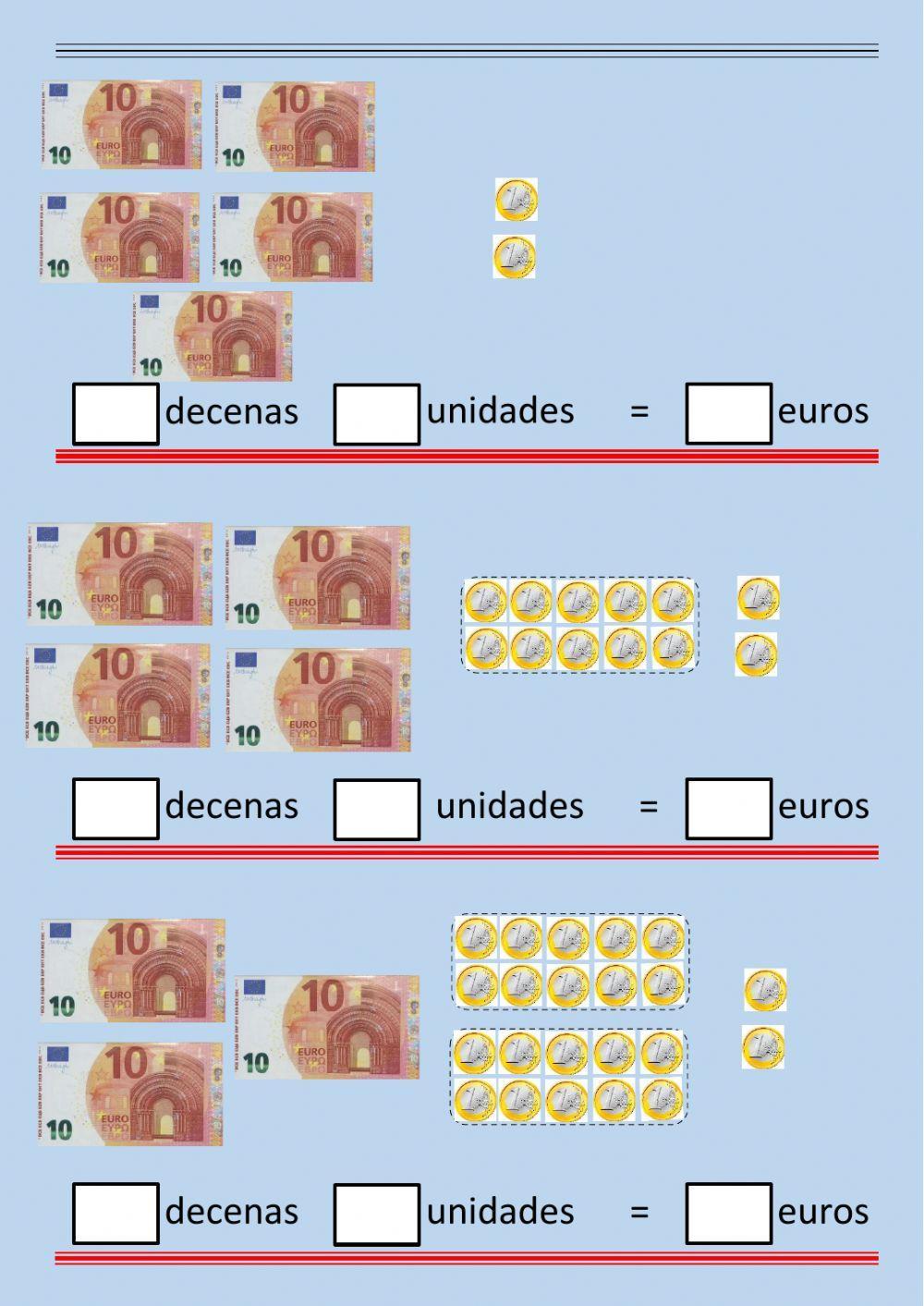 Monedas, decenas y unidades 1