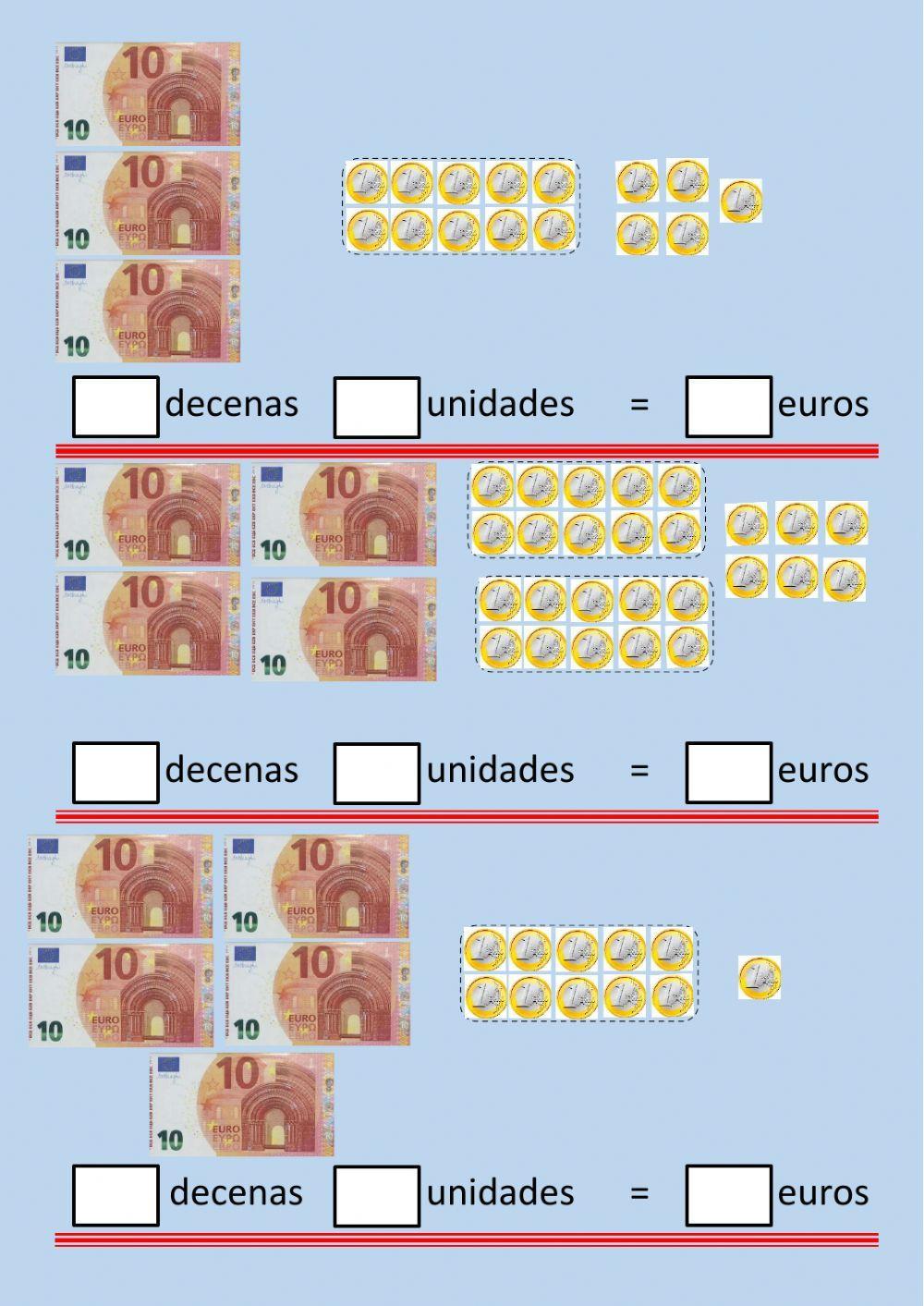 Monedas, decenas y unidades 1