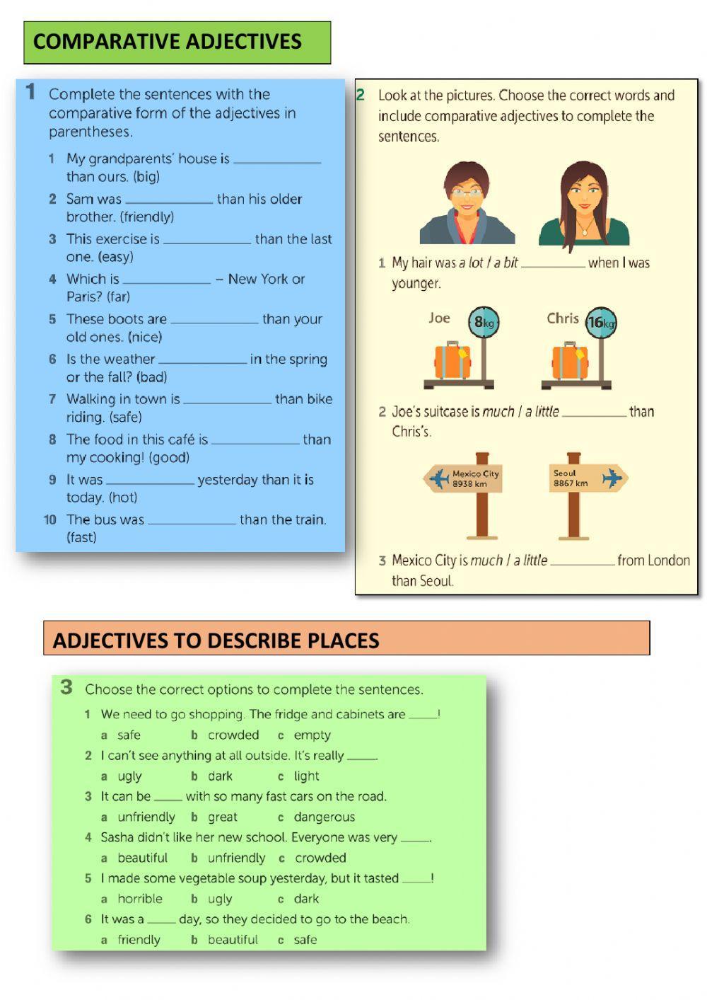 Comparative adjectives-adjectives to describe places