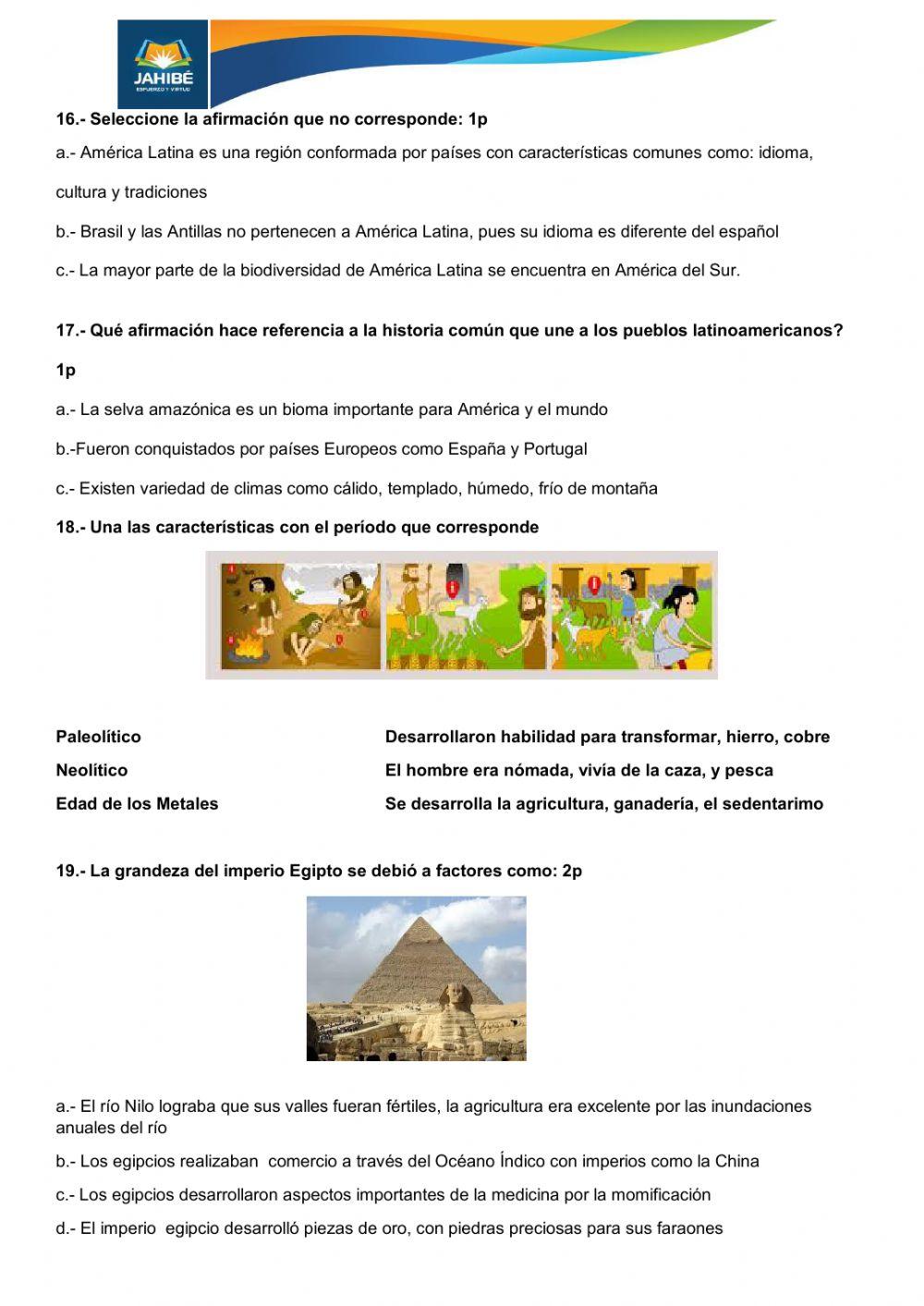 Evaluación Octavo de Básica Unidad 2