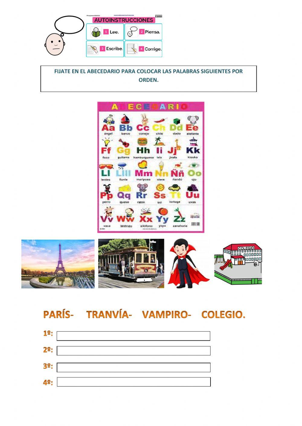 Orden alfabético de palabras