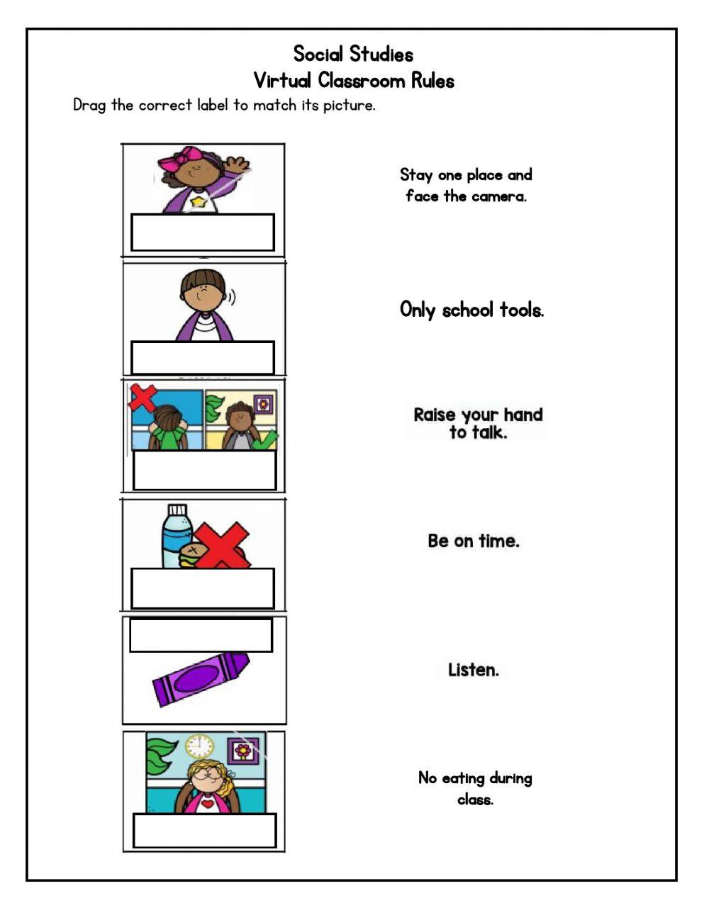Virtual classroom expectations worksheet live worksheets
