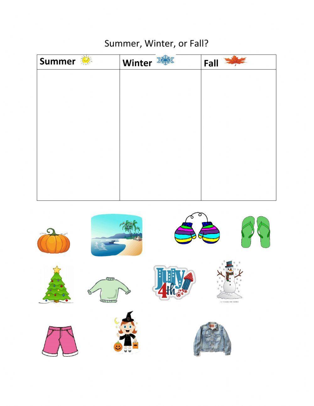Summer Winter Fall Sorting