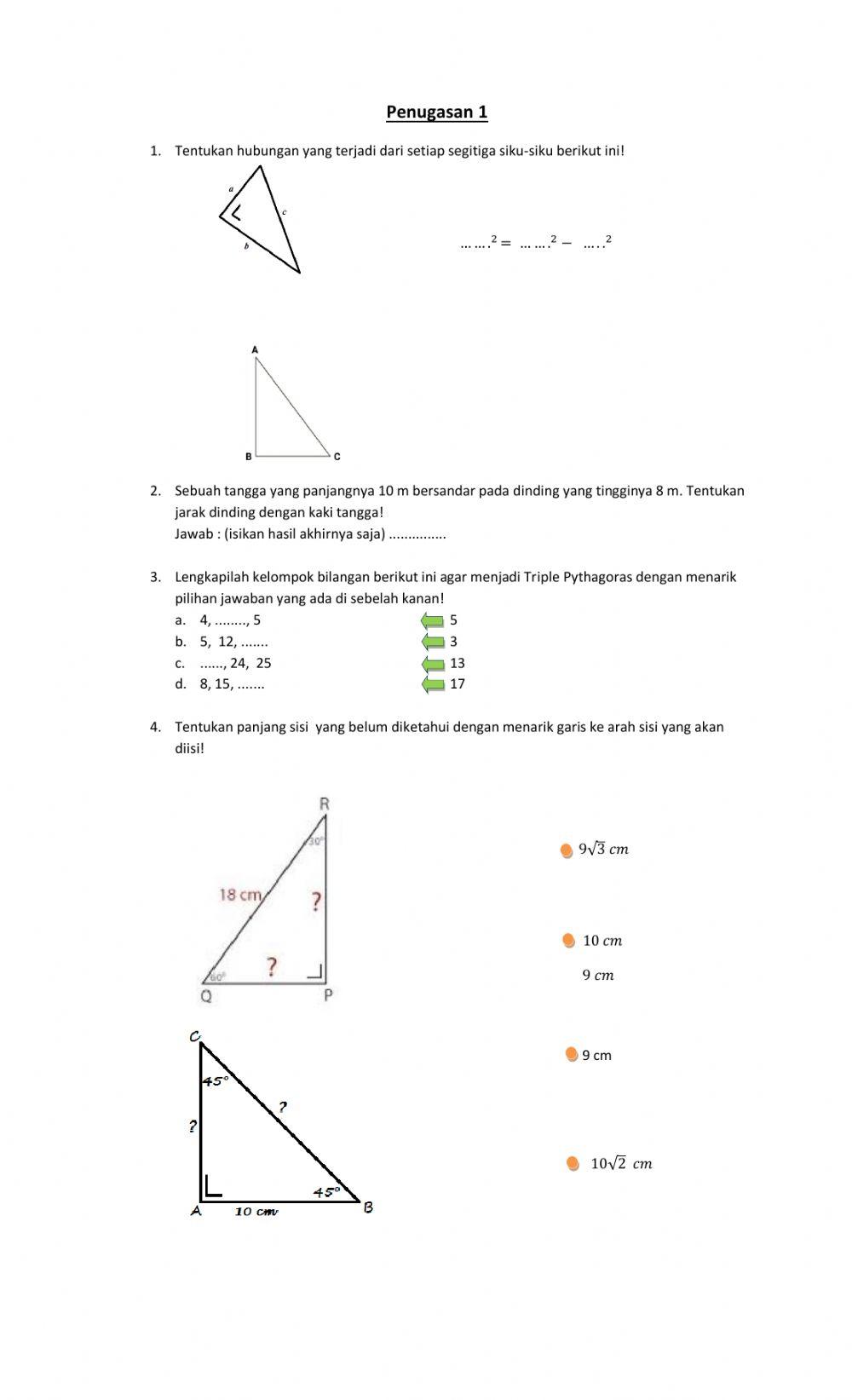 Tugas 3 Teorema Pythagoras
