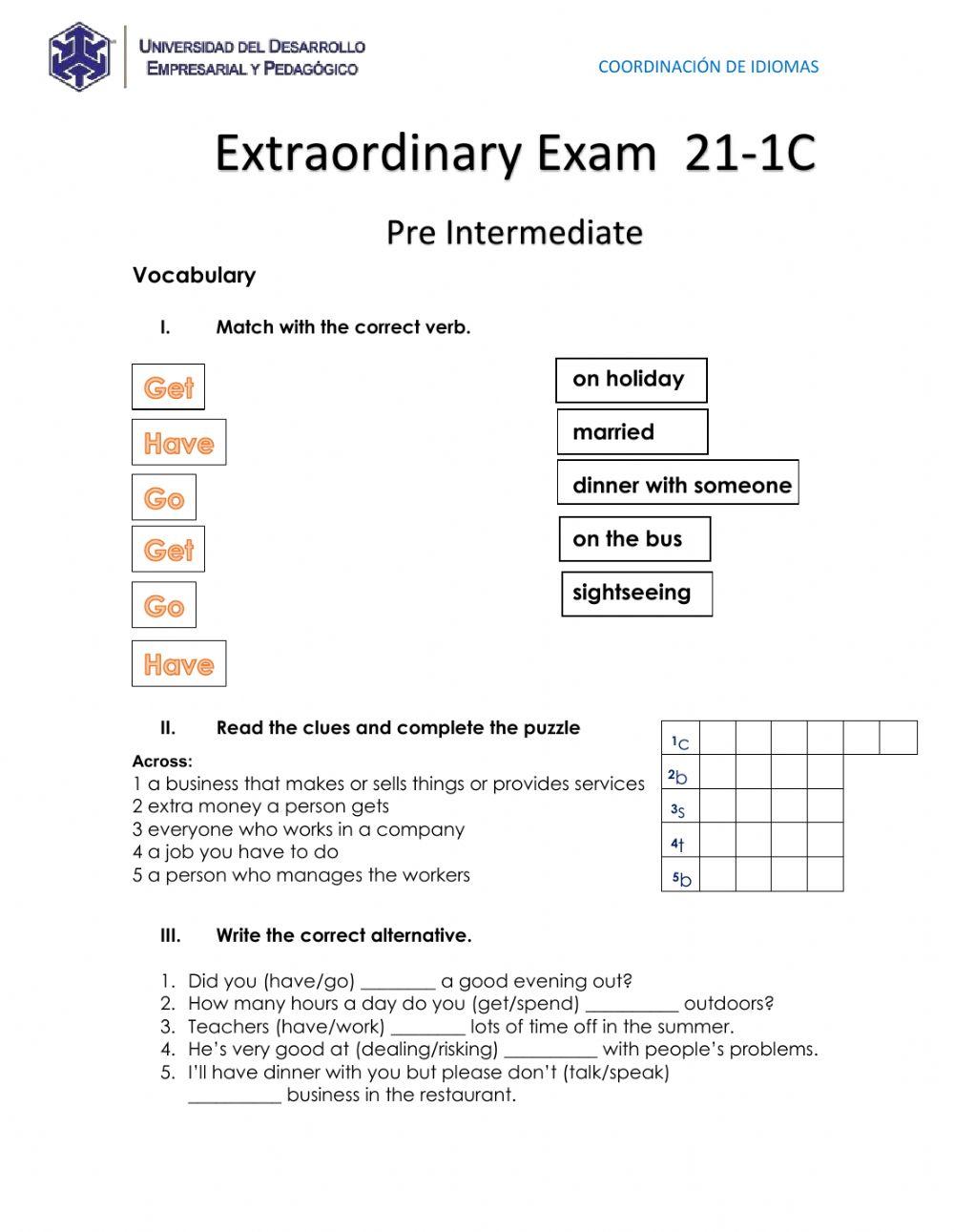 Extraordinary Exam Intermediate