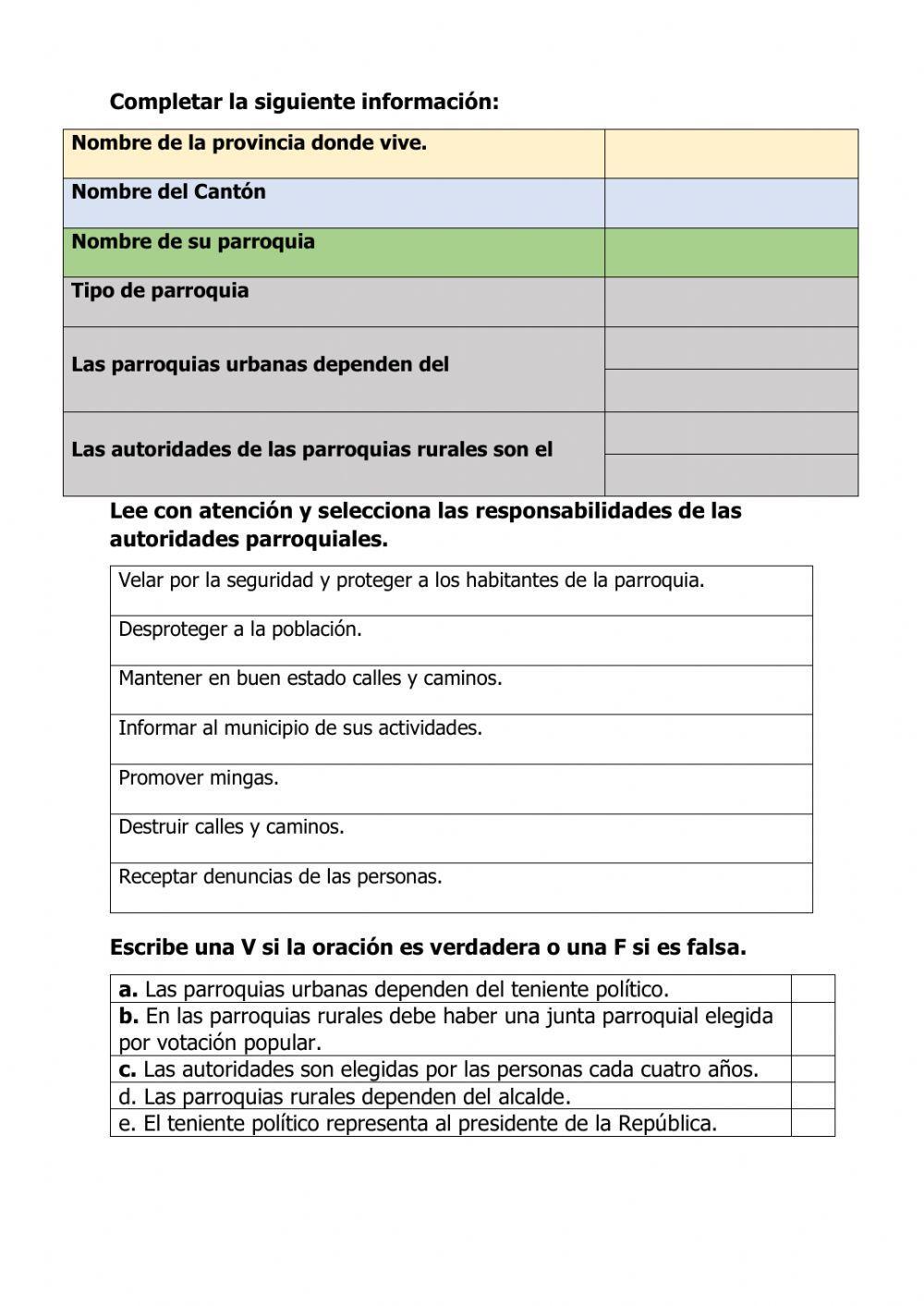 Parroquias urbanas y rurales