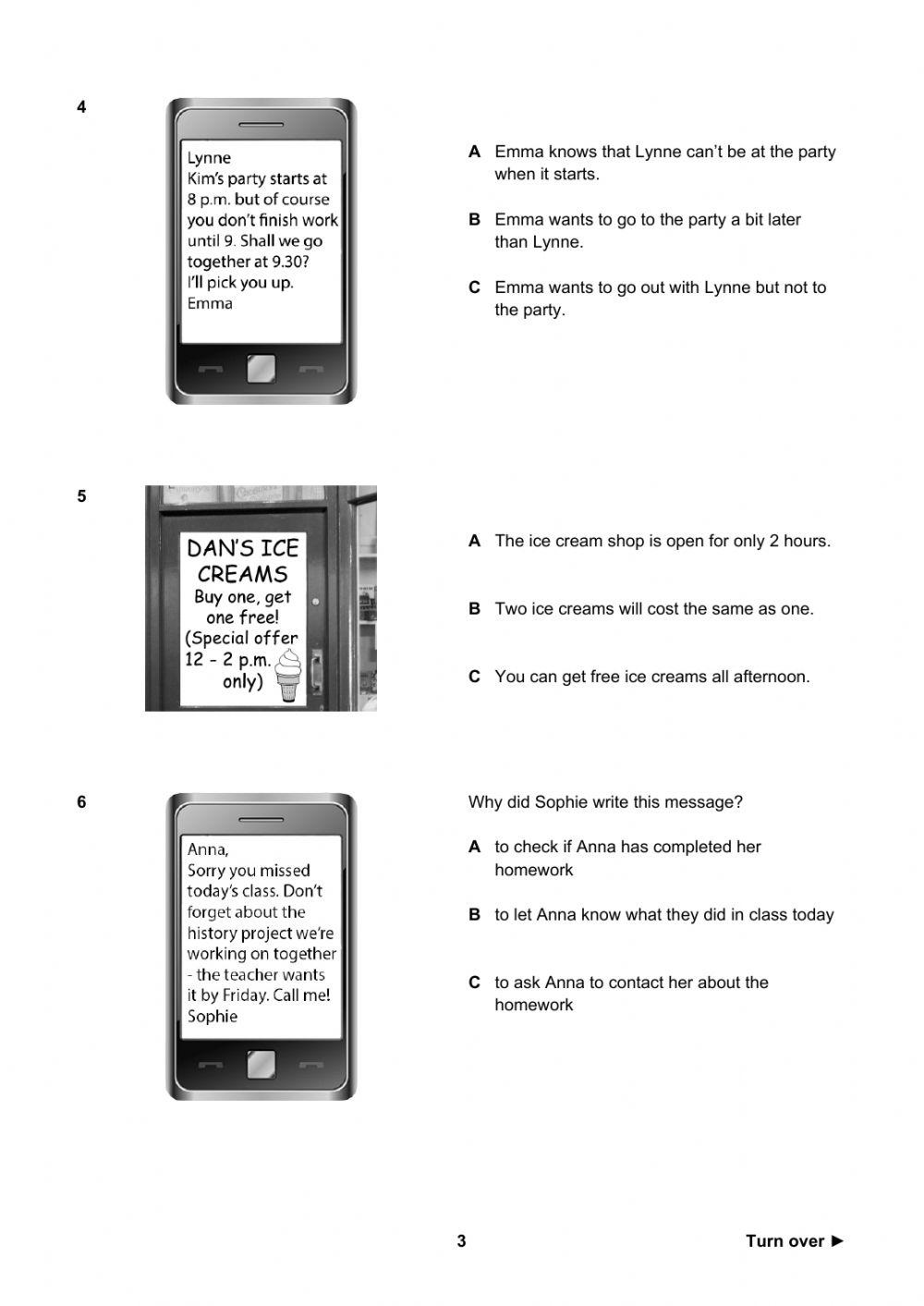 A2 KEY READING AND WRITING TEST PARTS1 TO 5
