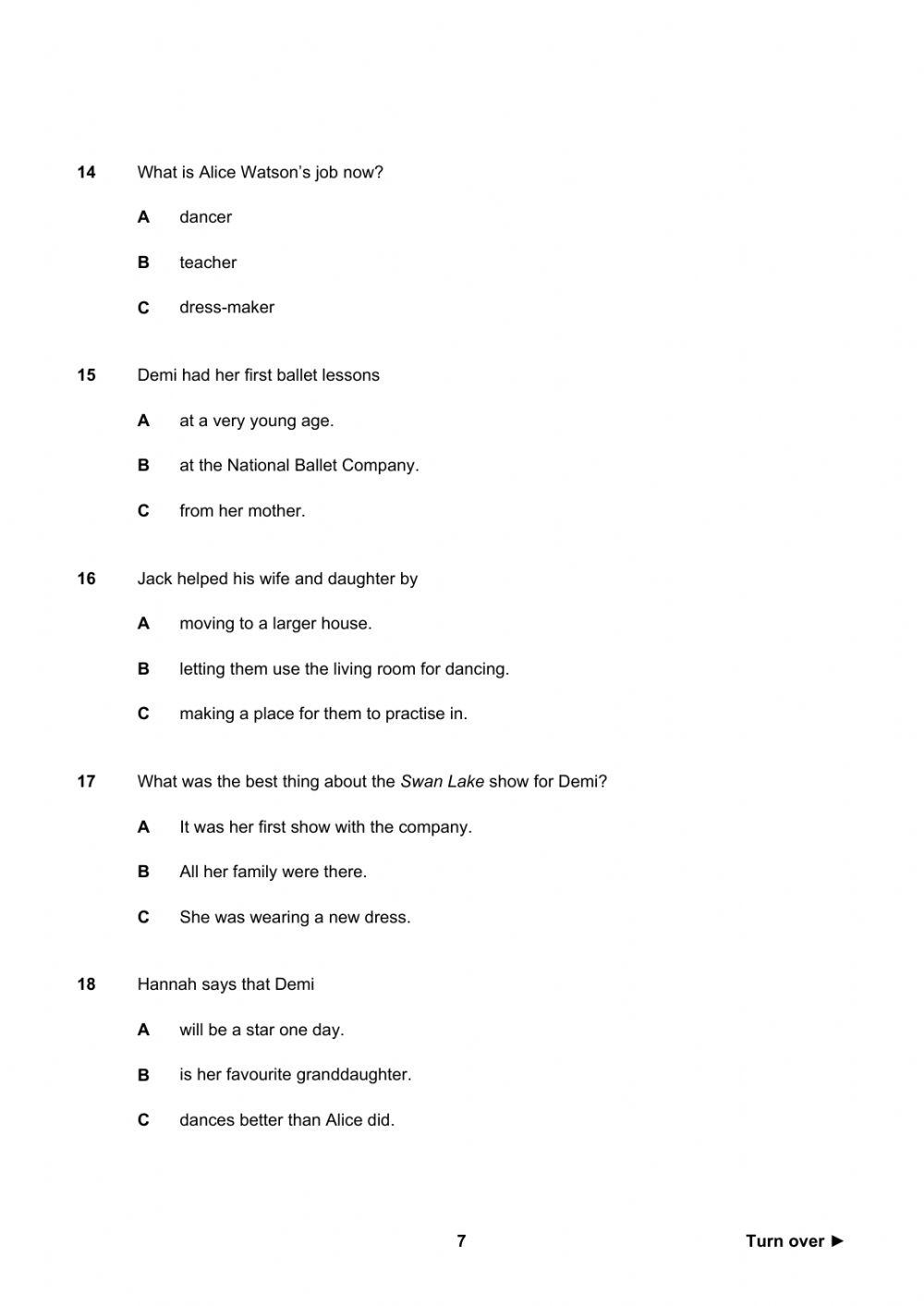 A2 KEY READING AND WRITING TEST PARTS1 TO 5