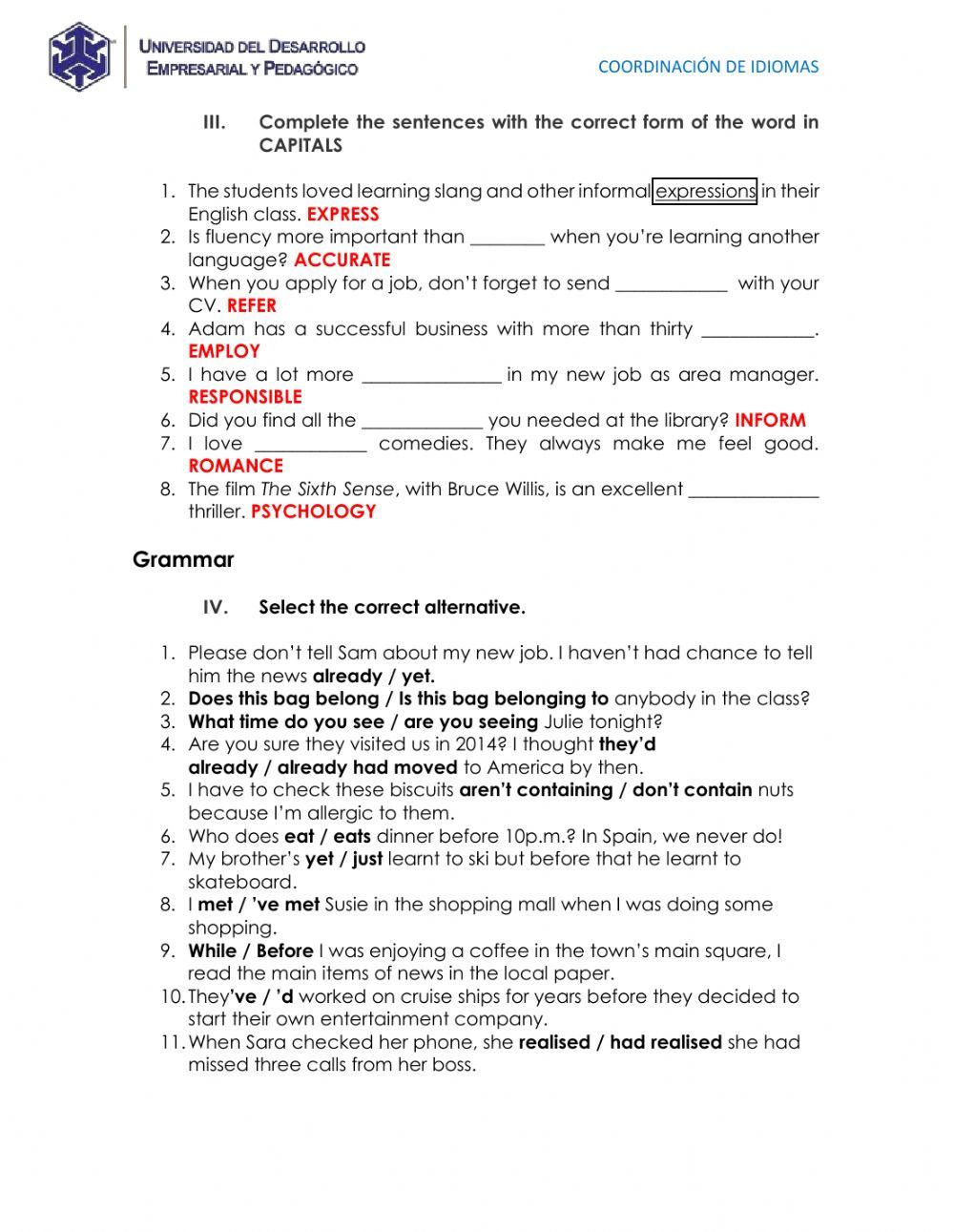 Extraordinary Exam Intermediate