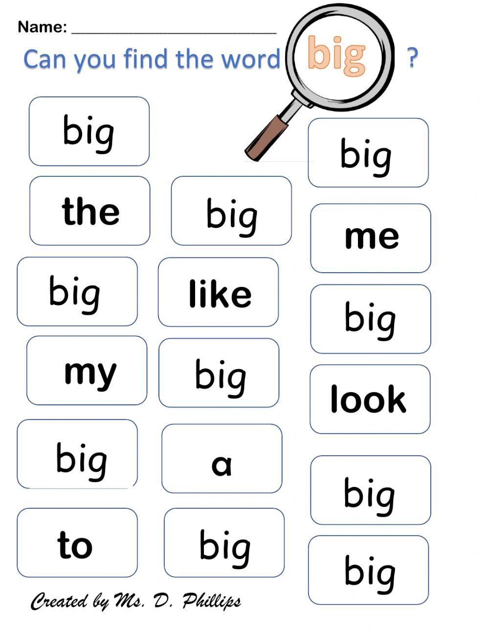 Sight Word Big Sight Word Big