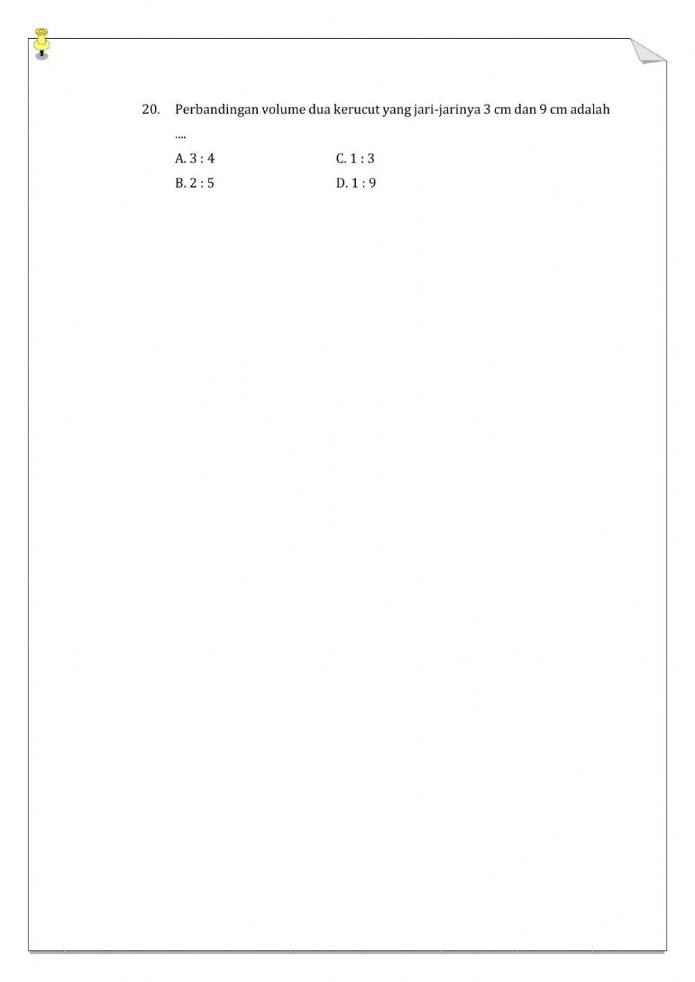 Soal Latihan Evaluasi Bangun Ruang Sisi Lengkung