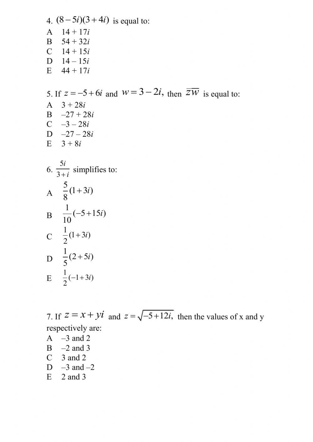 Chapter 1 Complex Numbers