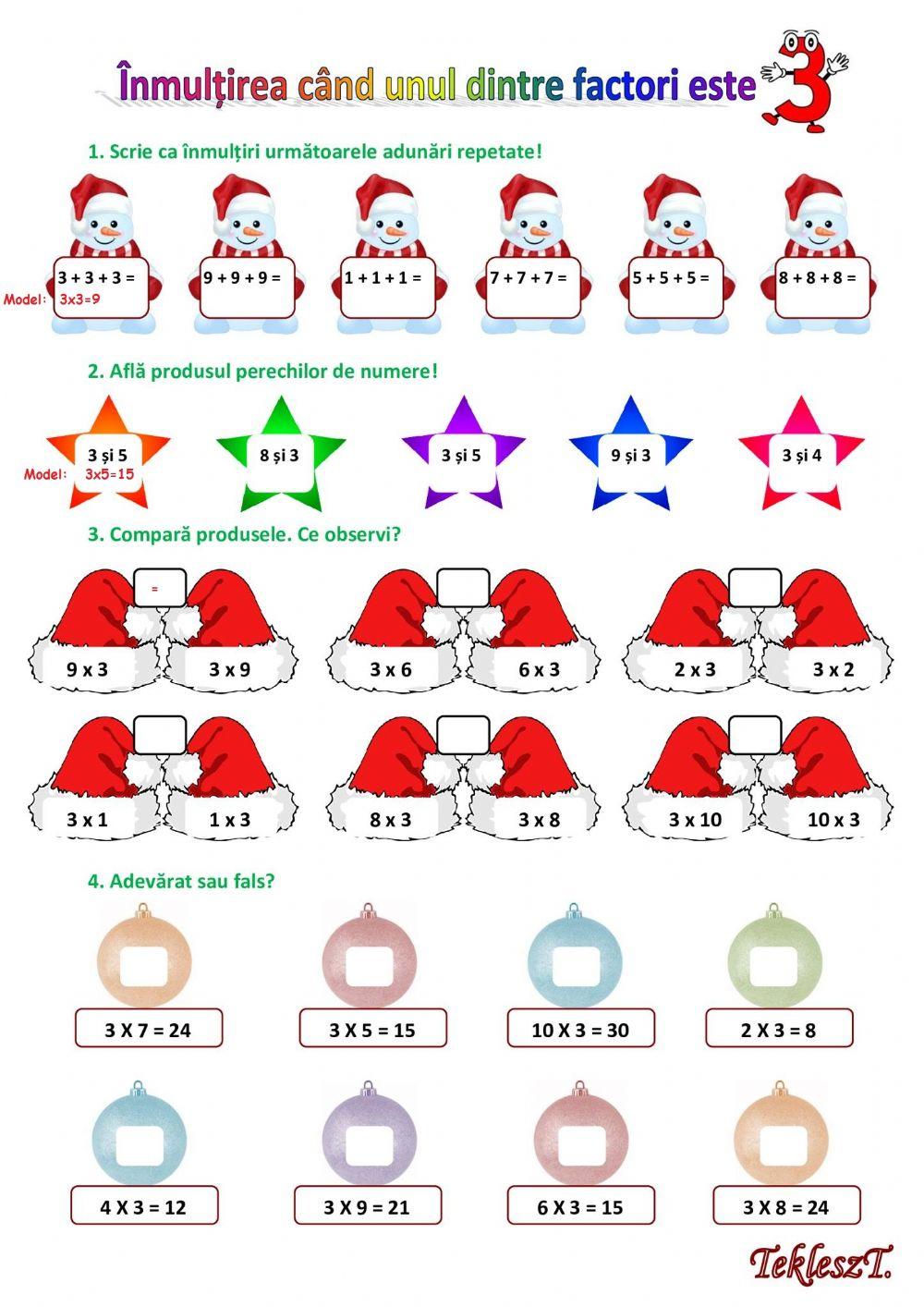 Inmultirea cand unul din factori este 3