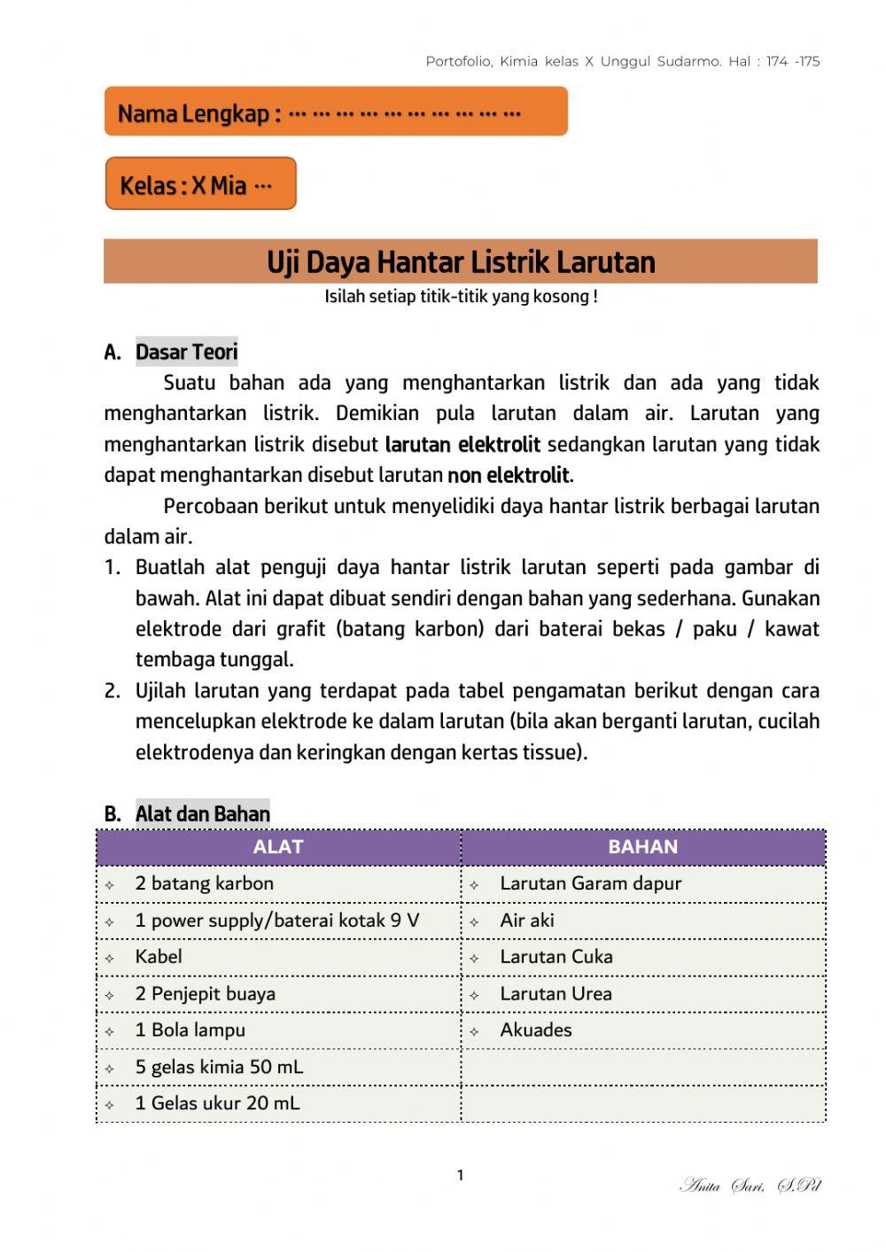 Portofolio Larutan Elektrolit