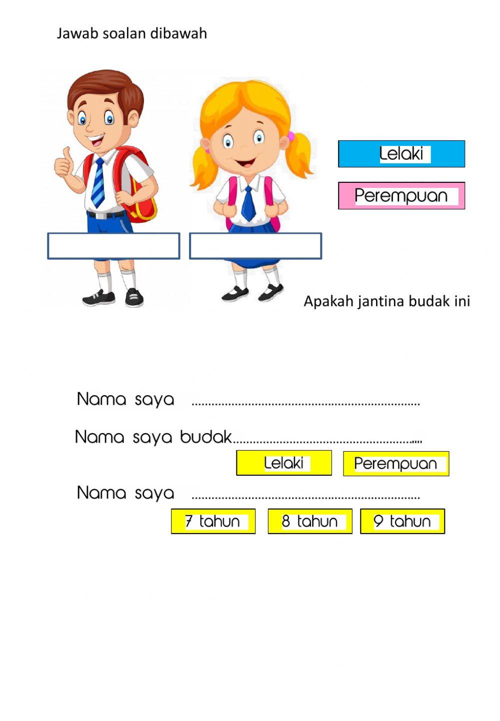 Nama, Umur dan jantina sendiri