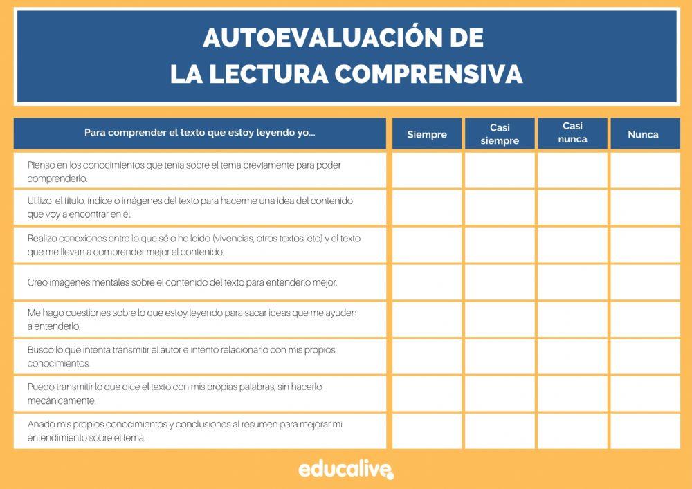 Autoevalúo mi comprensión lectora