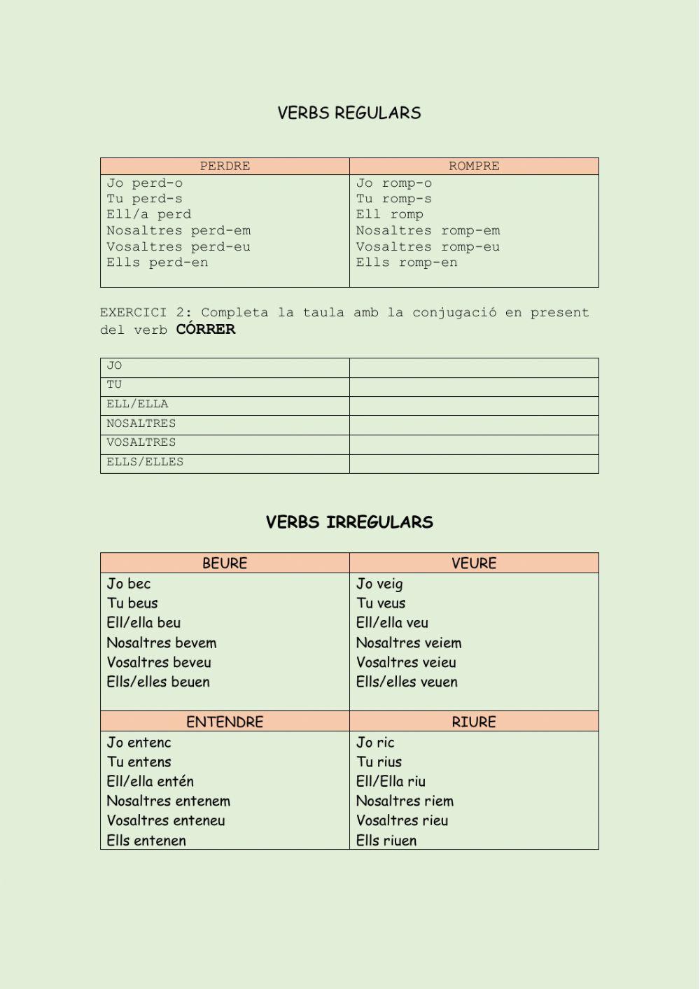 VERBS 2ª CONJUGACIÓ