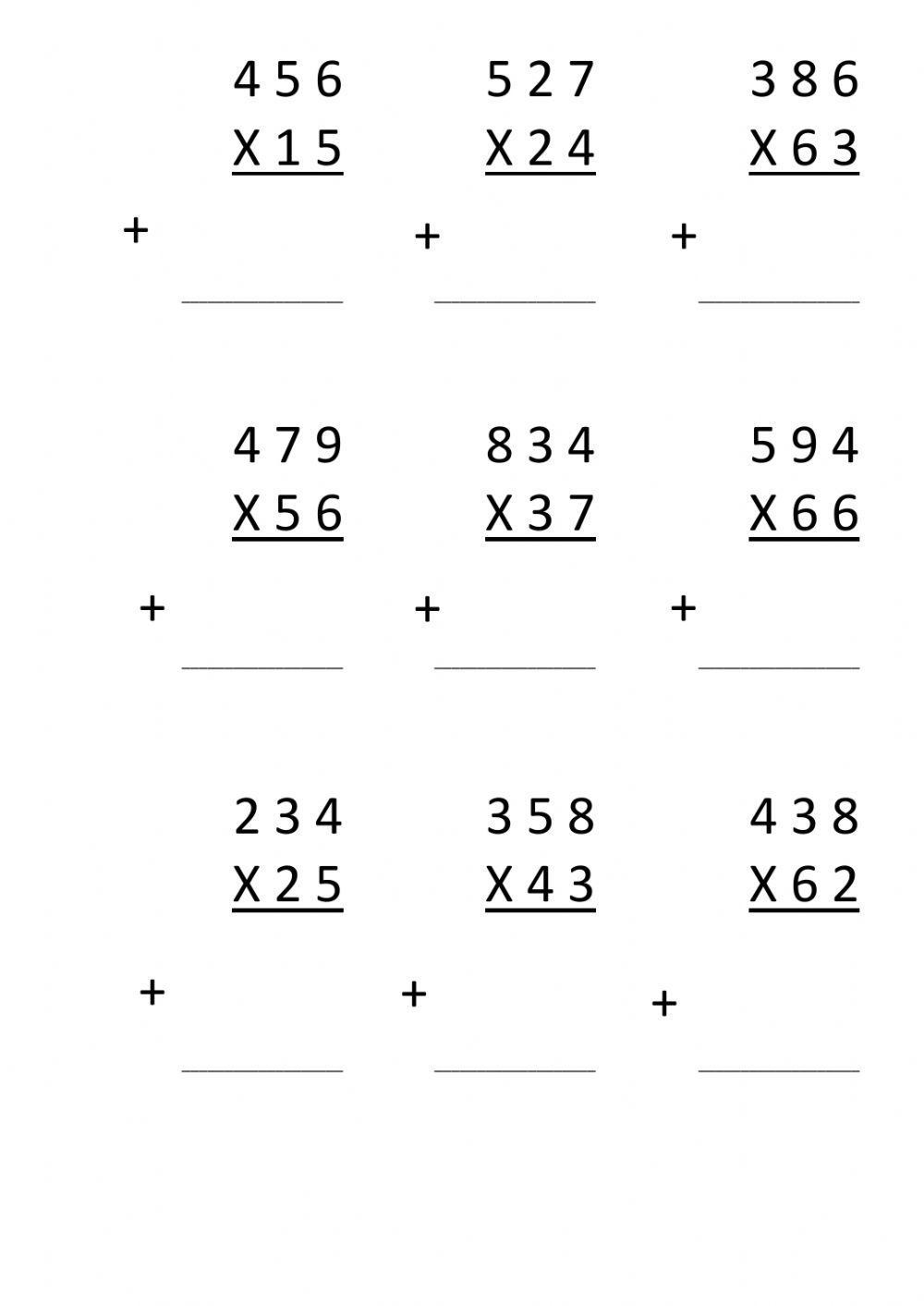 2 zifrako biderketak multiplicaciones de dos cifras