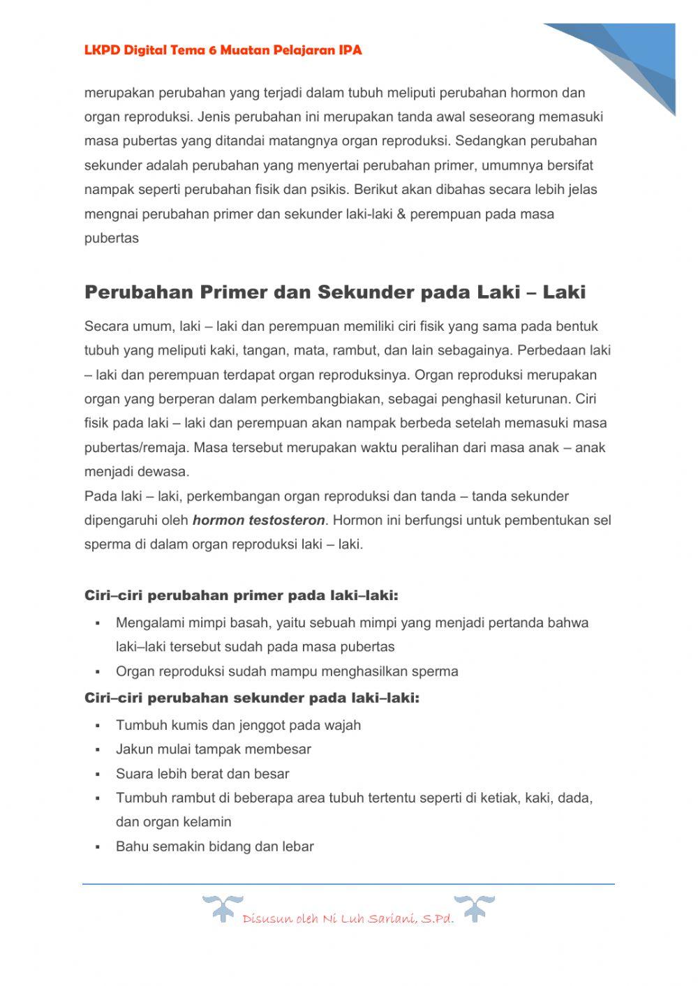 LKPD Tema 6 Muatan Pelajaran IPA