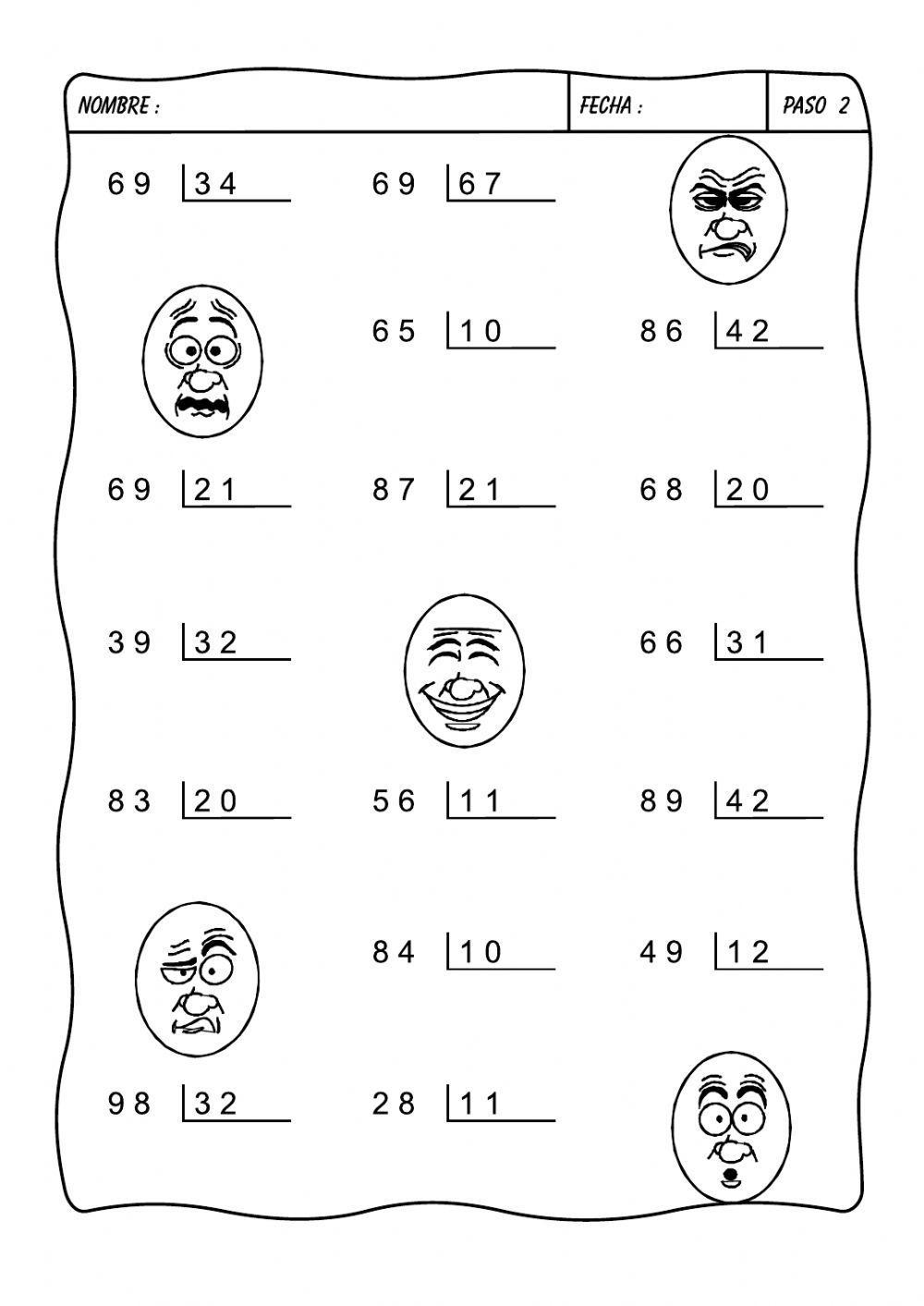 Divisiones por dos cifras live worksheets
