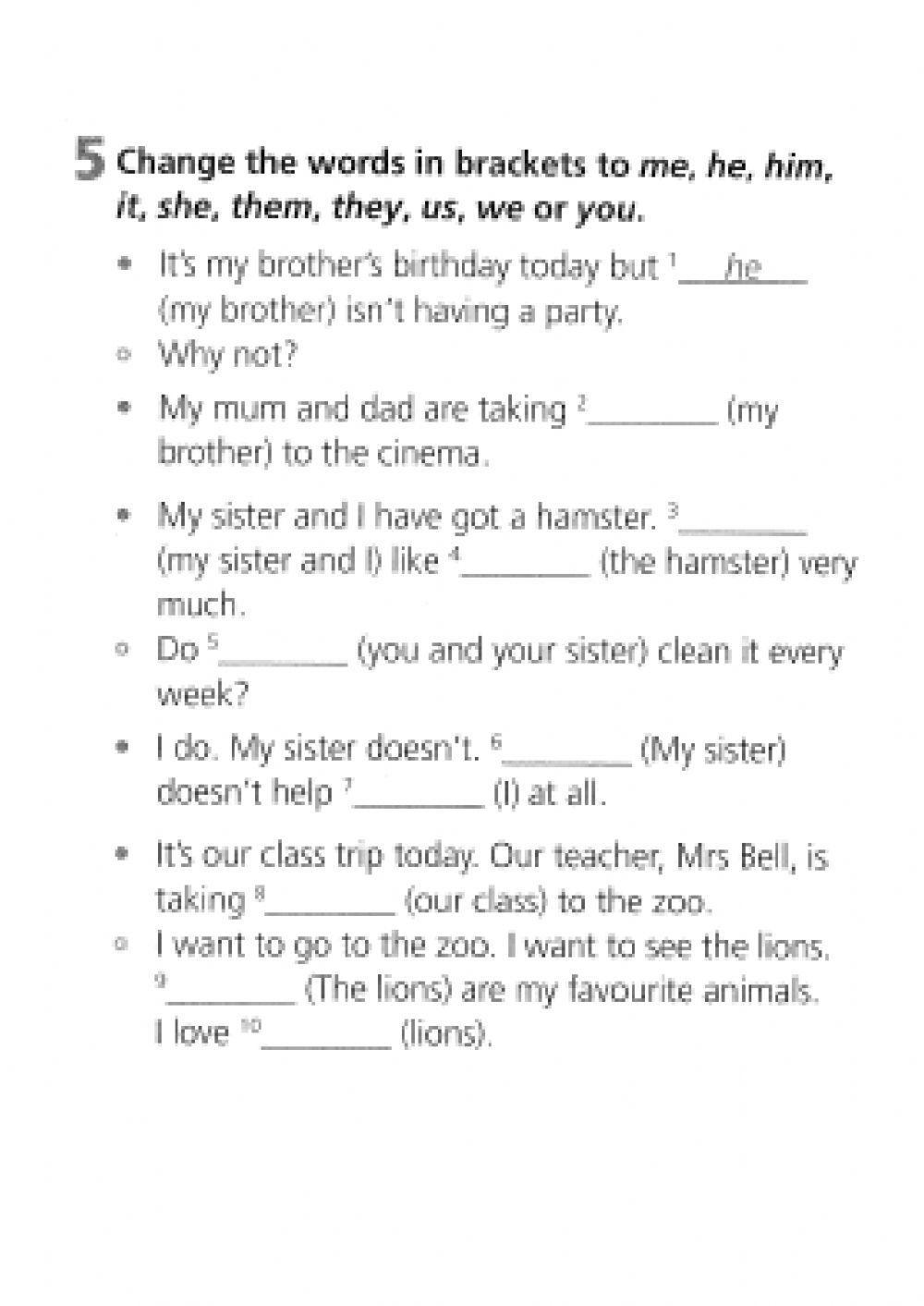 Subject and object pronouns