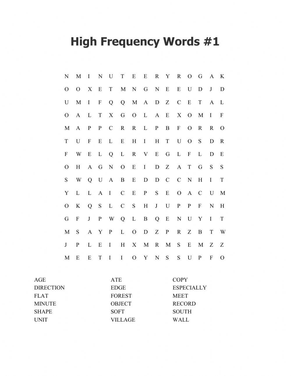 High Frequency Words -1